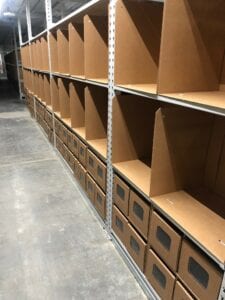 Multiple sized bin boxes in racking