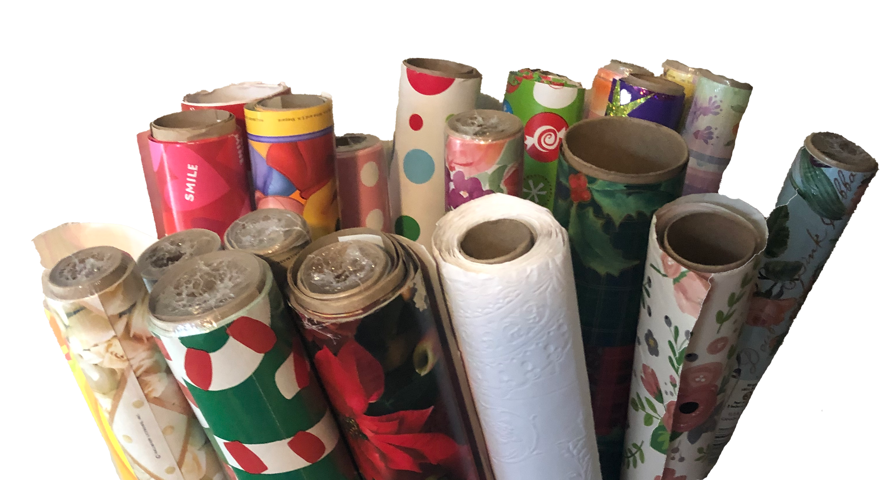 Group of wrapping paper tubes