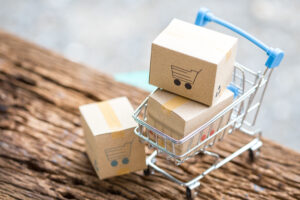 Graphic of grocery cart with boxes