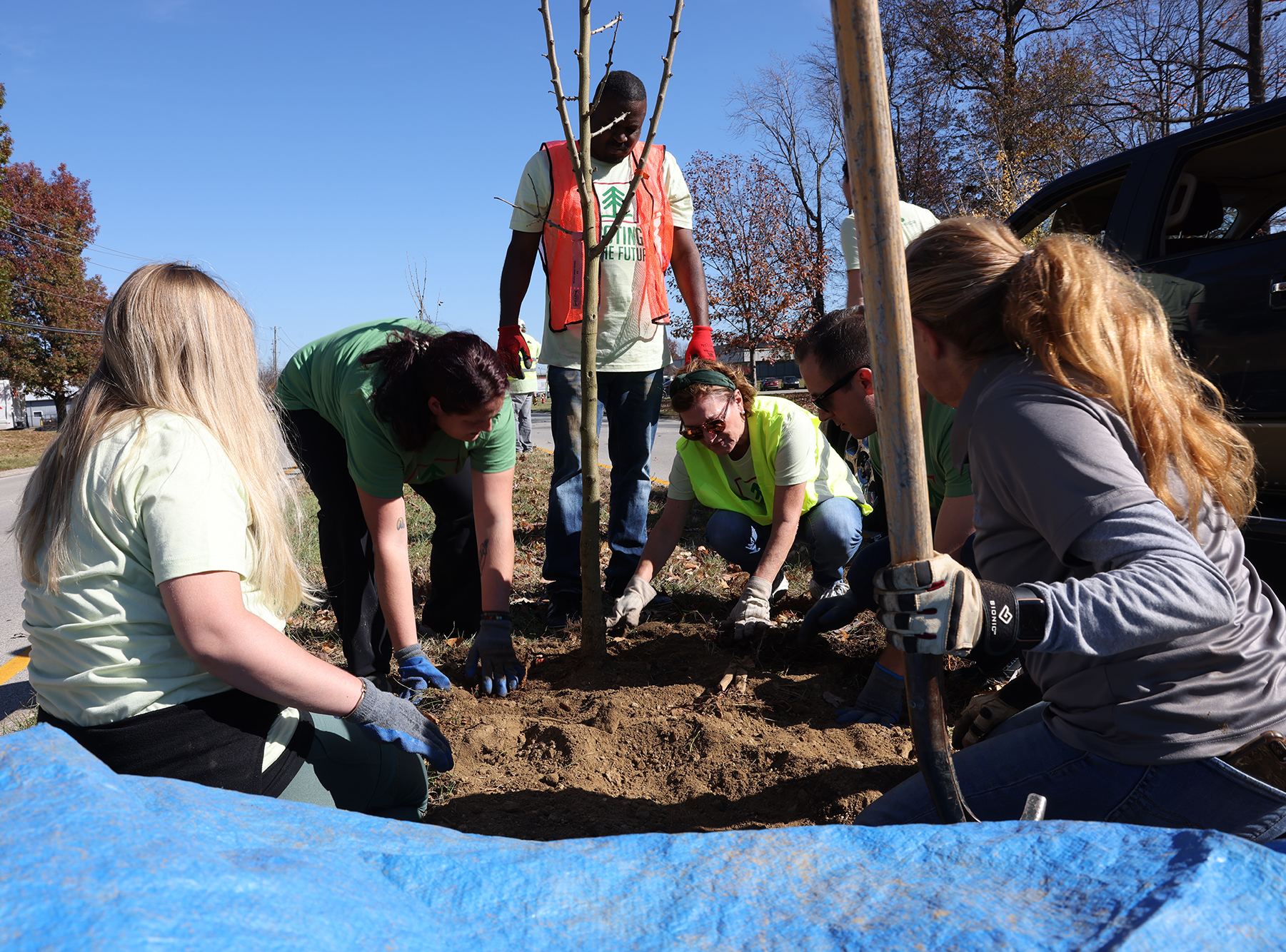 Premier Employees planting trees