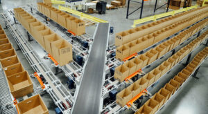 Boxes at e-commerce fulfillment center