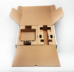 Custom corrugated inserts inside carton for packaging fragile items