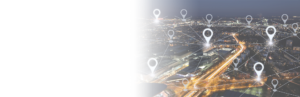 GPS points over city with lefthand side faded out