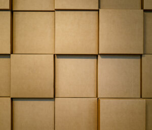 Corrugated Boxes stacked together to form a wall