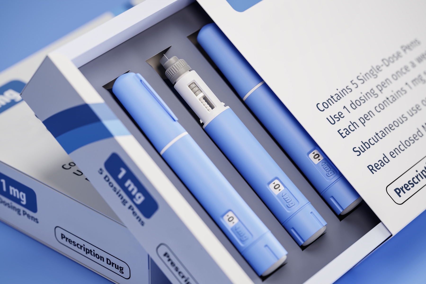 Fictitious drug in blue packaging. Medical Device Packaging